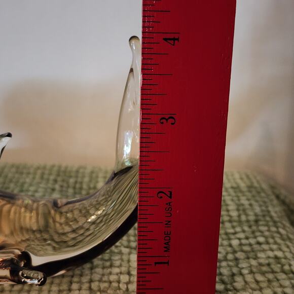 Vintage Murano Style Art Glass Whale Figurine Smoky Amber Clear 6" MCM Decor - Picture 5 of 8